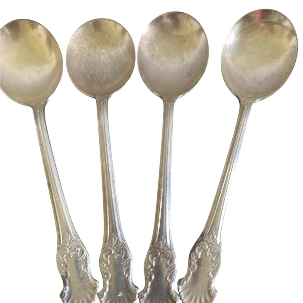 Vintage 4 National Silver Guildcraft Concerto 1944 MCM Regency Soup Spoon Set
